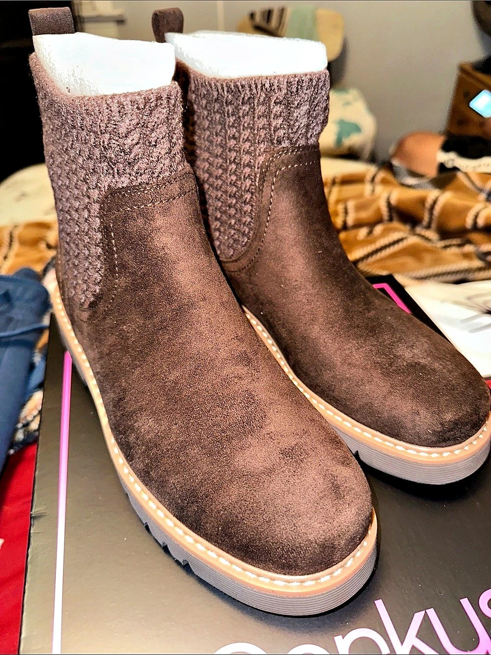 Corky's Chocolate Faux Suede Women's Brown Faux Suede Boots US 8 Like New